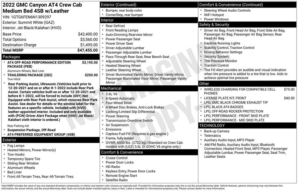 2022 GMC Canyon AT4 w/Leather