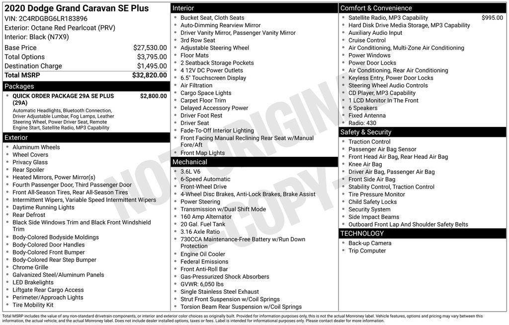 2020 Dodge Grand Caravan SE Plus