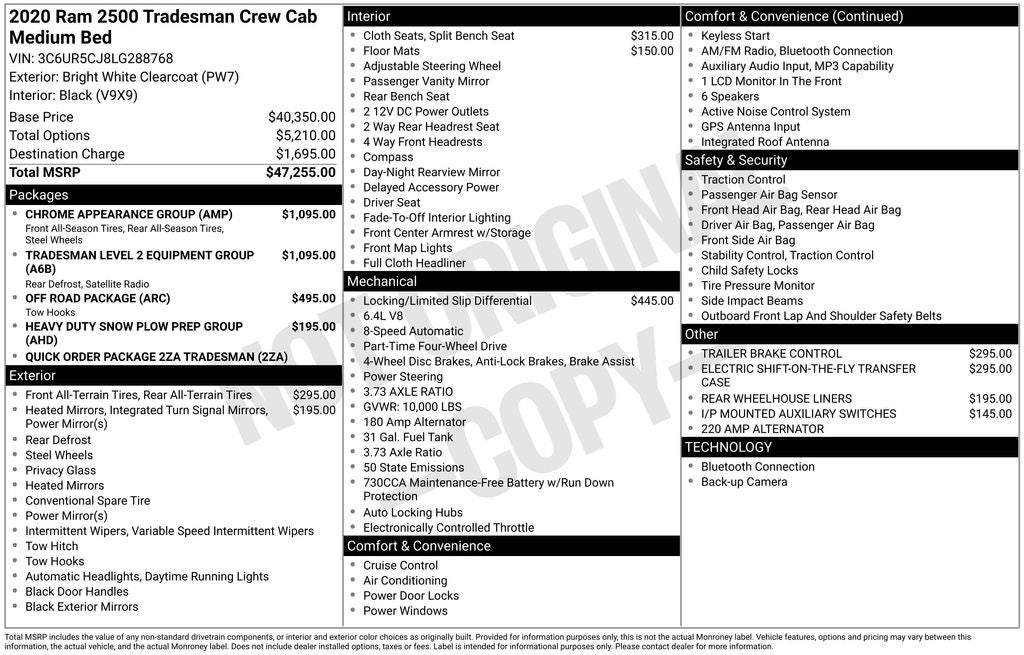 2020 RAM 2500 Tradesman