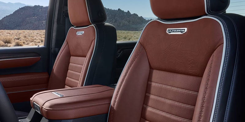 GMC Sierra 2500 HD Interior featuring premium brown leather seats