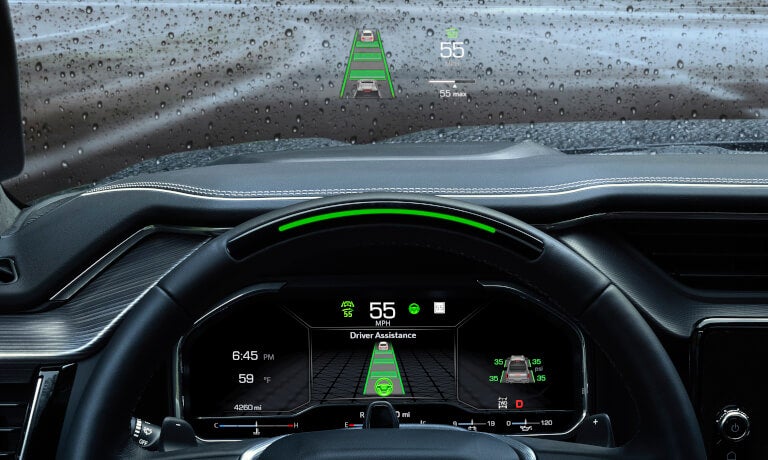 2026 GMC Sierra 1500 HUD in rain